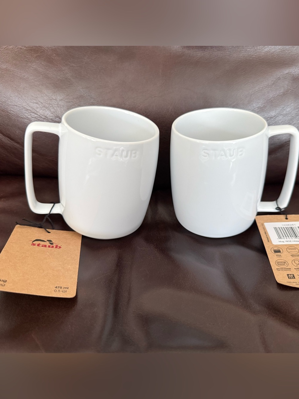 Staub White Ceramic Coffee Mugs - Set of 2